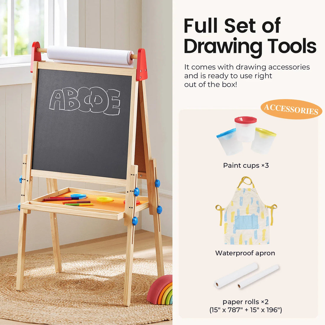 3-in-1 Art Easel for Kids
