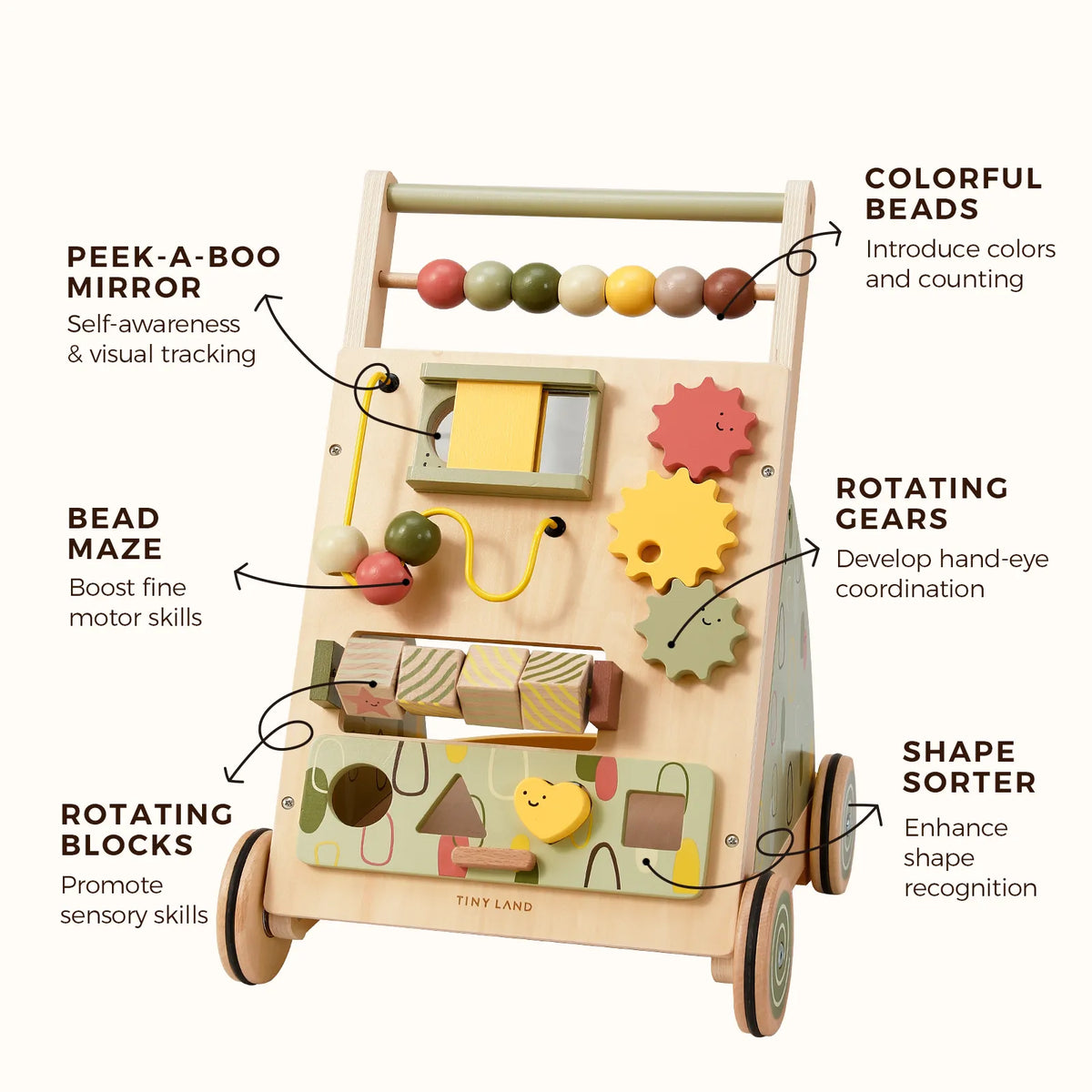 Sage Green Wooden Baby Walker