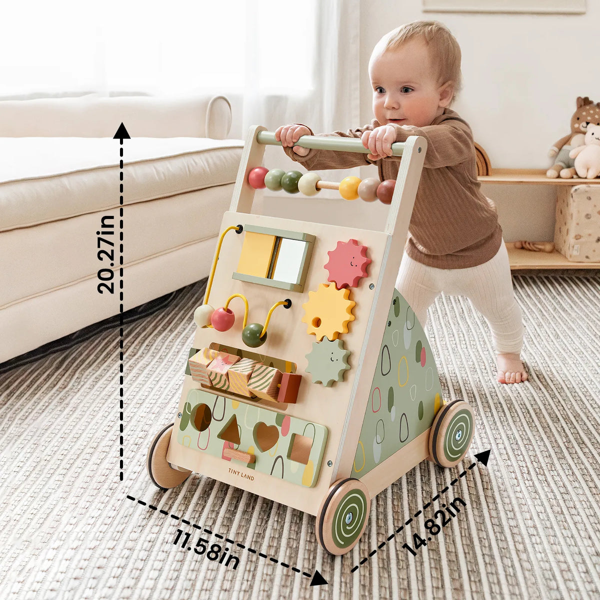 Sage Green Wooden Baby Walker
