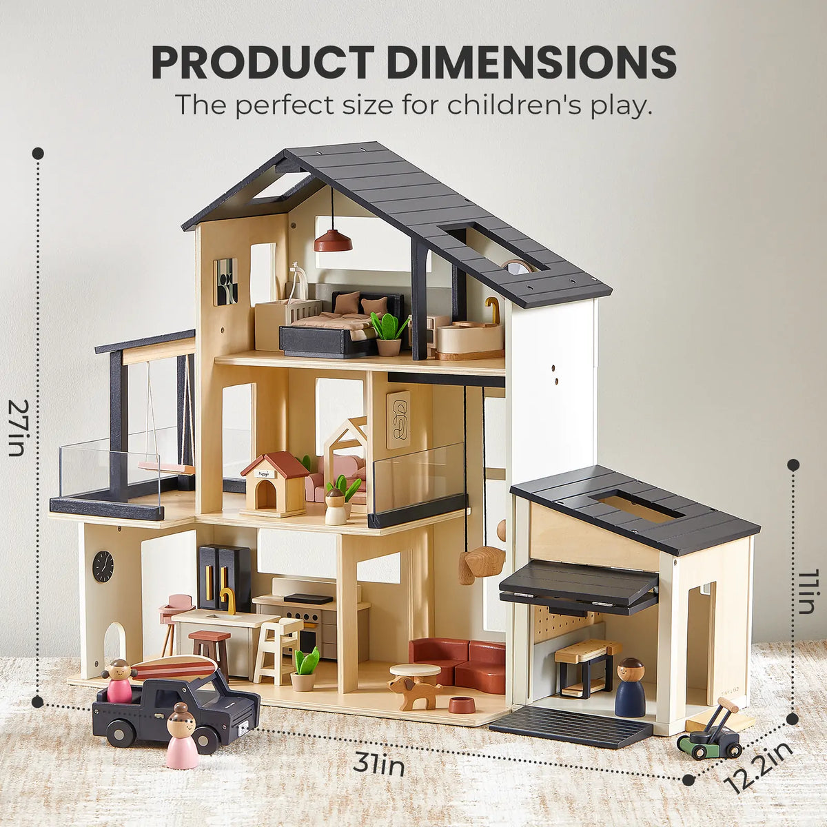 Sweetwood Edge Dollhouse & Wooden Dollhouse Garage