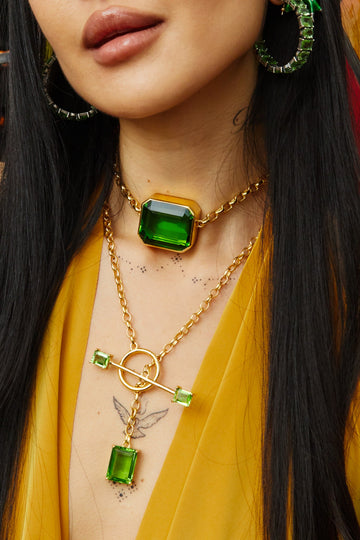 Square Goliath Choker in Green Envy (Gold)